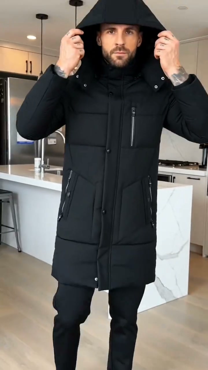 Gratis verzendingHalflange Heren Winterjas met Dikke Voering – Zakelijke & Casual Katoenen Jas voor Comfort en Warmte