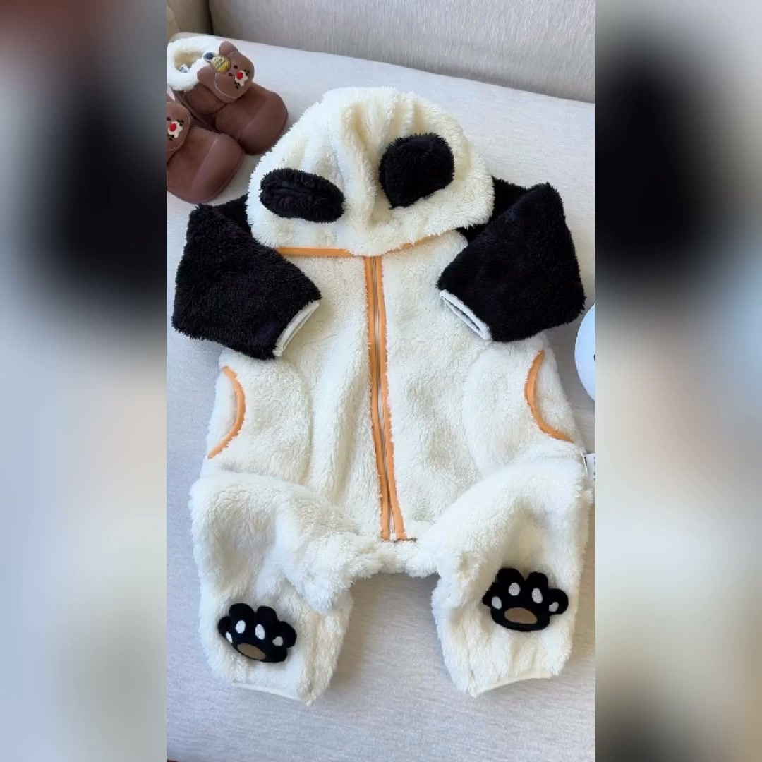 Unisex Baby Toddler Panda Fleece Jumpsuit