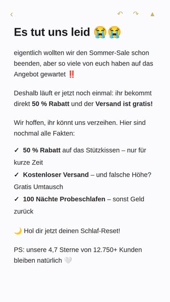 JETZT -50 % auf das CuroSleep Stützkissen 4,7 aus 12.750+ Bewertungen