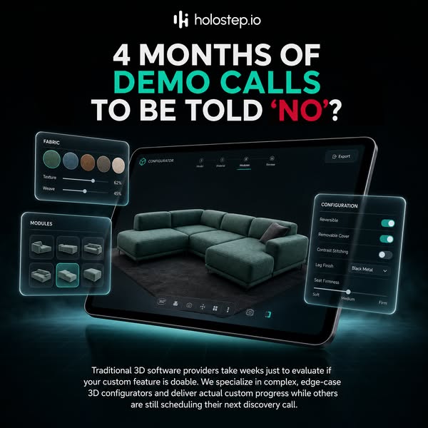 Custom 3D configurator. Live in a week, no templates
