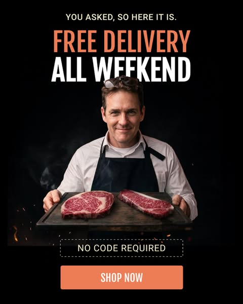 FREE Delivery on M9+ Steak