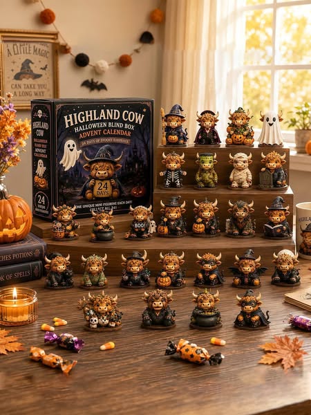 Halloween Highland Cow Advent Calendar – 24 Days of Spooky Surprises!
