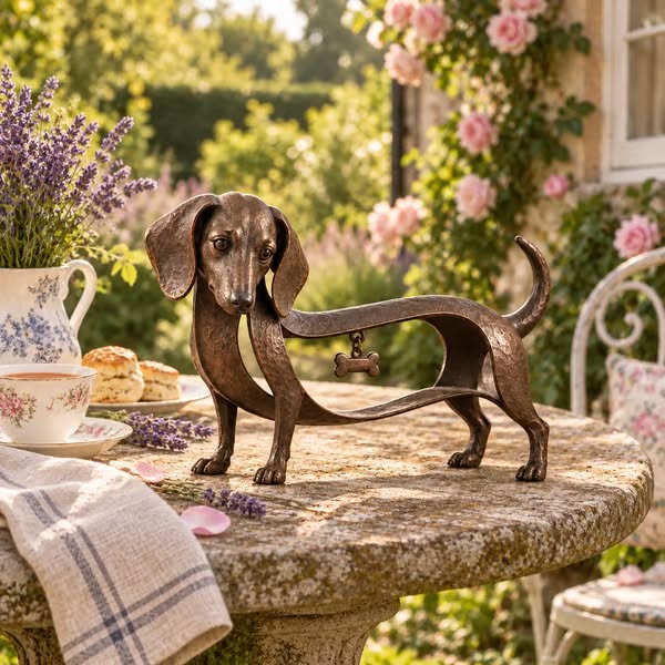 Vintage-style Dachshund Sculpture – A Timeless Classic / Vintage Wrought-Iron Dachshund Ornament