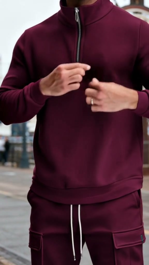 Men’s Quarter-Zip Cargo Tracksuit Set