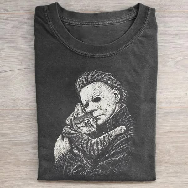 Slasher Cat Dad Vintage Horror Tee