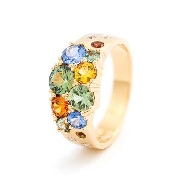 Keto Meadow Narrowing L ring - Autumn - sapphire diamond ring