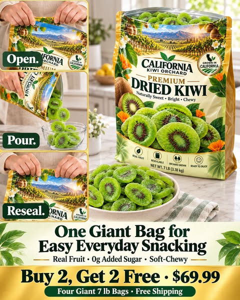 California-Grown Dried Green Kiwi — A Bright, Chewy Fruit Snack for Active Living