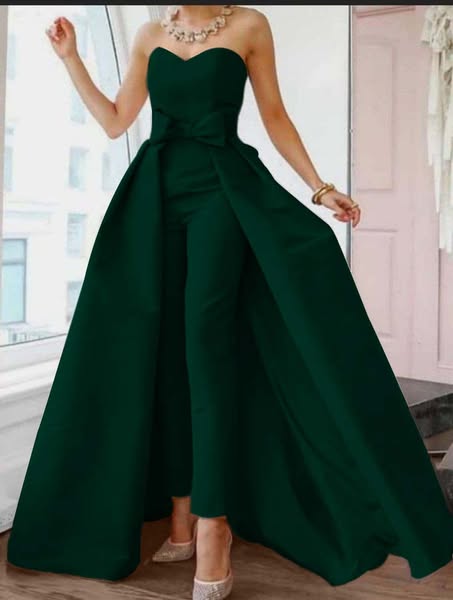 Pink Jumpsuits Evening Dresses Formal Occasion Dresses Beautiful Back Sexy Engagement Sweetheart Sleeveless Detachable Bow | Risias Dark Gre