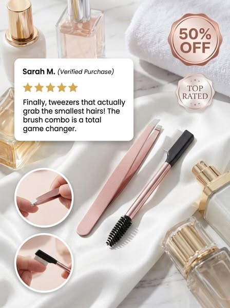 High‑Precision Slanted Eyebrow Tweezers Set
