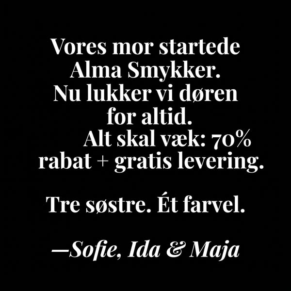 Vi siger Tak & Farvel — 70% på alt