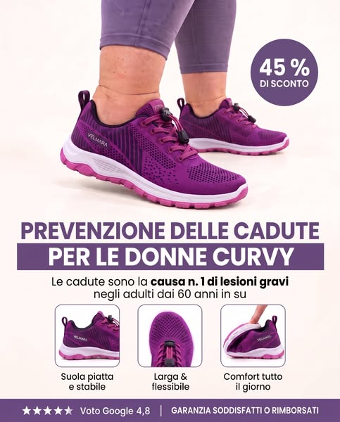 Pensata per piedi larghi e gonfi