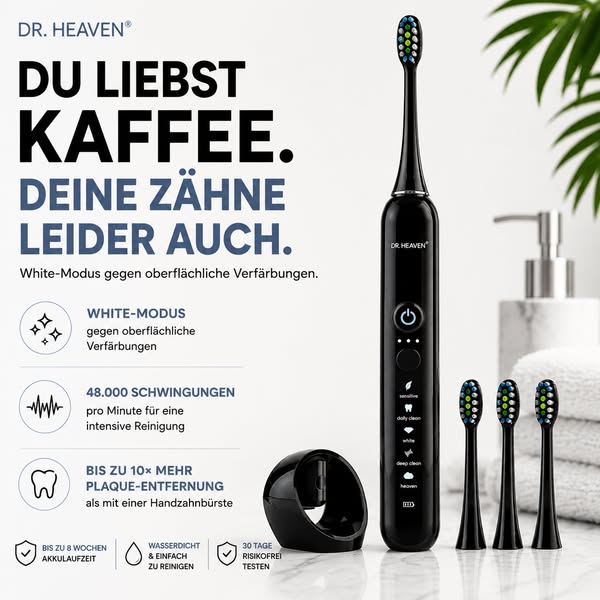 Kaffee genießen. Verfärbungen entfernen.