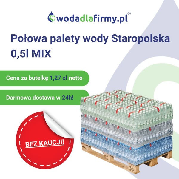 Woda Staropolska 0,5l MIX POŁOWA PALETY 756 butelek