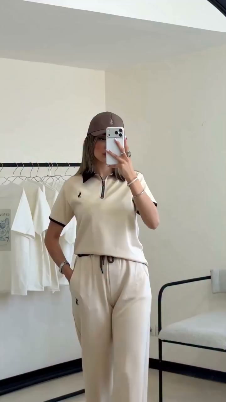 Zip Collar Polo Set — Stylish