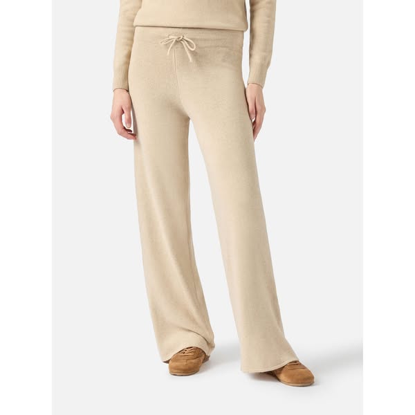 Knitted beige palazzo pants
