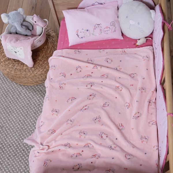 Βρεφική κουβέρτα fleece αγκαλιάς nef-nef homeware cats are perfect 110x150