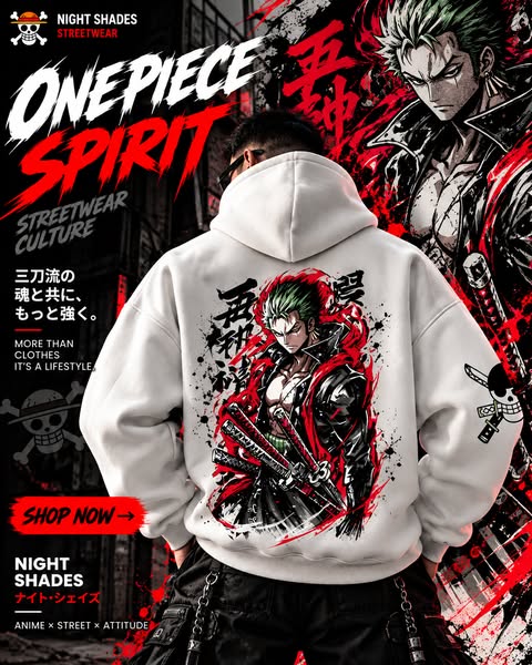 One Piece Hoodie - Luffy Gear 5, Zoro 100% Cotton Hoodie