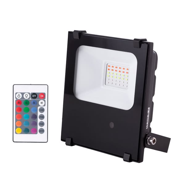 Projecteur LED 20W Spot IP65 RGB Télécommande 40 000H [1916-NS-HVFL20W-F-RGB]