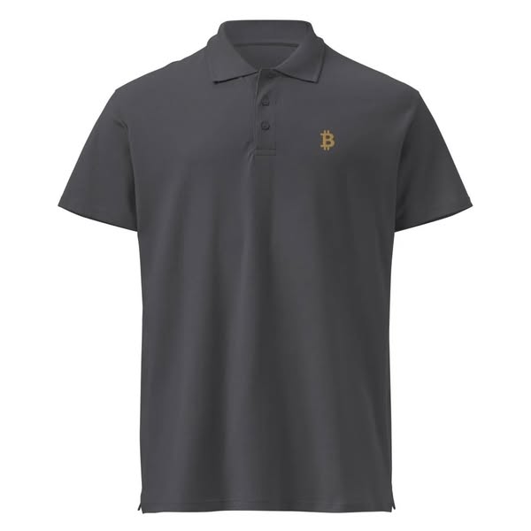 Premium Bitcoin Poloshirt mit Gold Stick