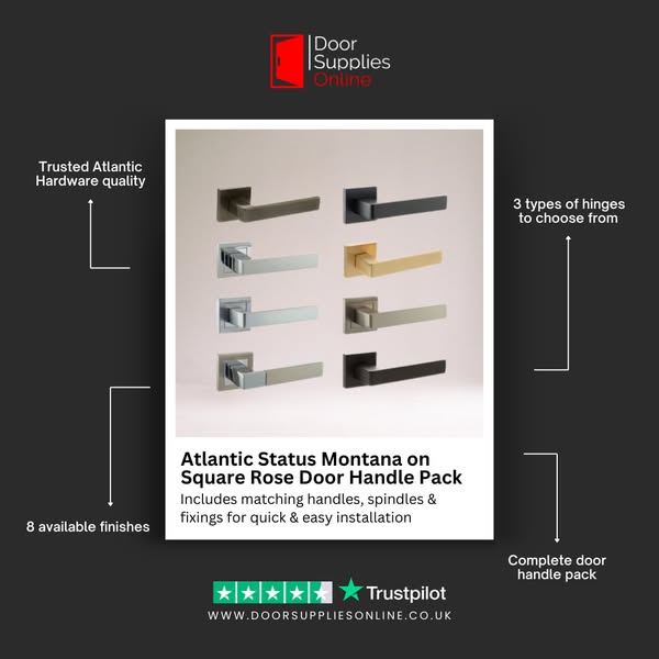 Atlantic S40S Status Montana on Square Rose Door Handle Pack