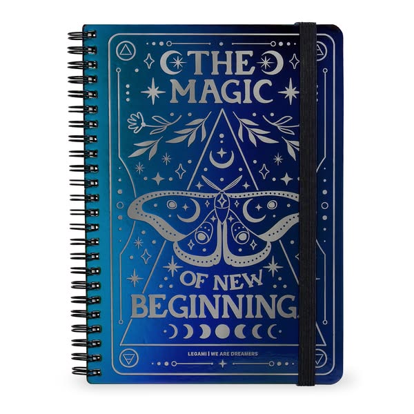 Quaderno a Righe A4 con Copertina Rigida Illustrata - Moth - Blocco Note - Con Spirale