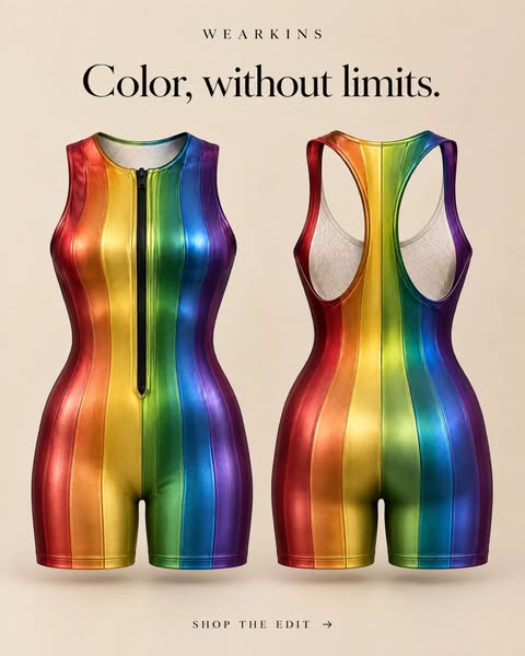 Metallic Rainbow Shorts One-Piece