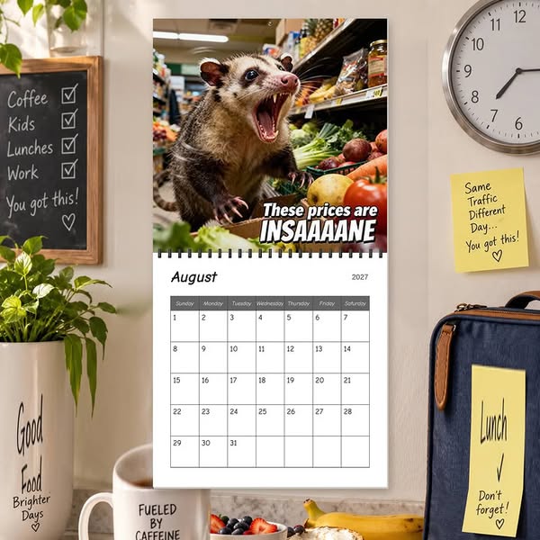 Screaming Possums 2027 Wall Calendar – 12-Month Funny Relatable Calendar, C