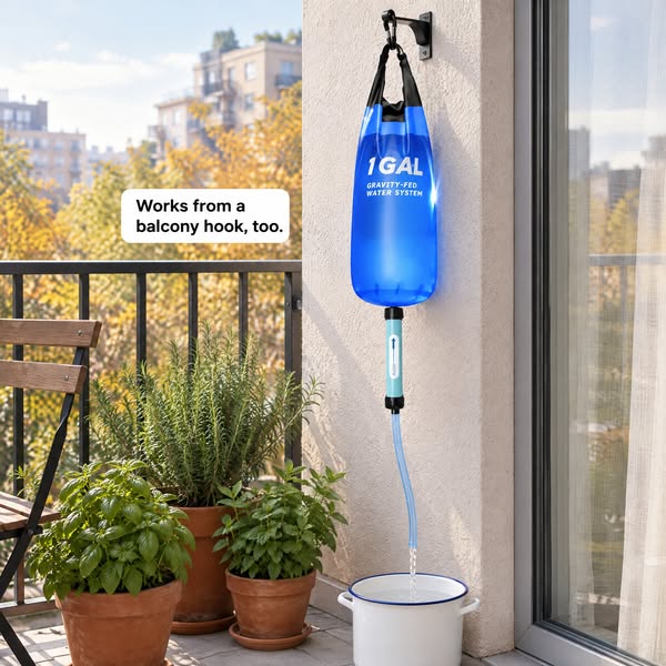 Backup water you hang, not plug in