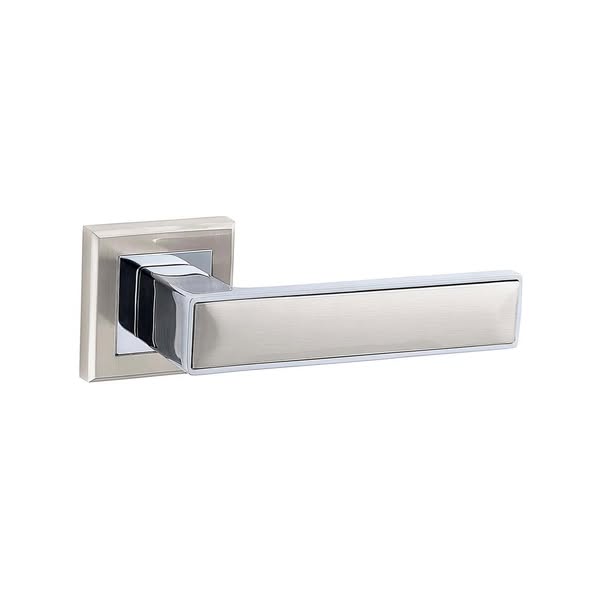 Alto Nickel Brushed & Polished Chrome Handle | Square Rose Handles