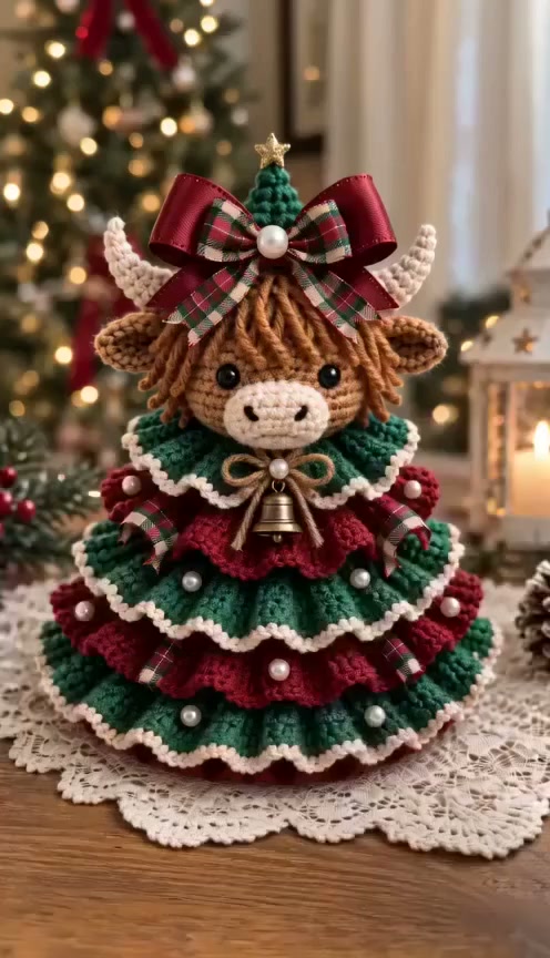 Crochet Animal Christmas Tree DIY Kit – Stitch a Little Christmas Magic（This is a DIY kit, not a finished product.)
