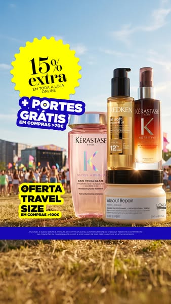 15% EXTRA + Portes Grátis + Oferta Travel Size