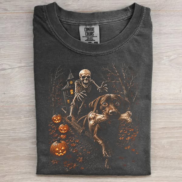 Funny Halloween Labrador Retriever Dog Skeleton Bones T-shirt