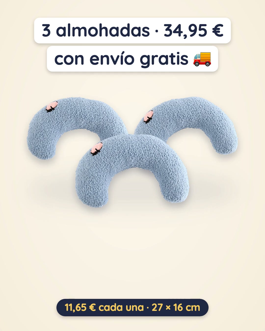 3 almohadas · 34,95 € · envío gratis