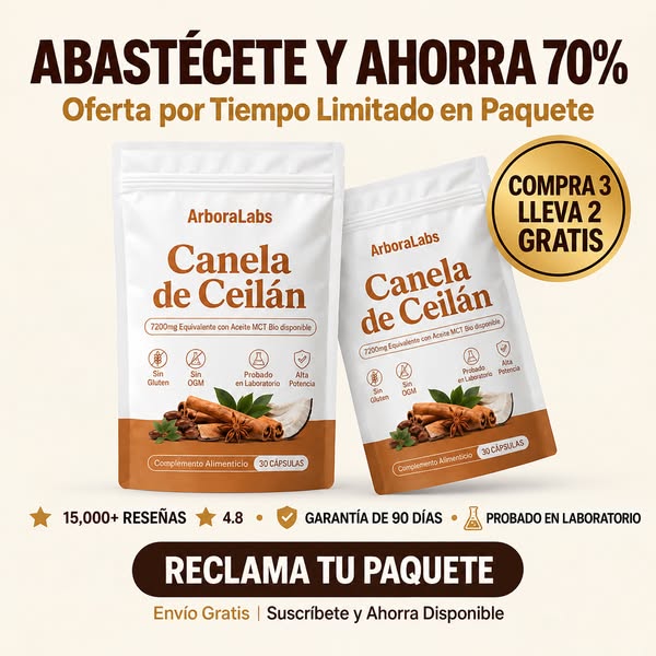 Canela de Ceilán (equivalente a 7200 mg) con aceite MCT