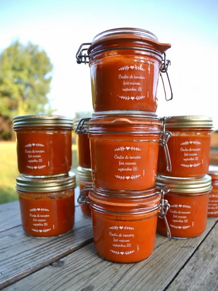 Etiquette transparente personnalisée sur pots de confiture