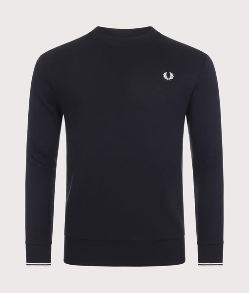 Fred Perry Mens Regular Fit Crew Neck Sweatshirt - Colour: Core 184 Black - Size: XL