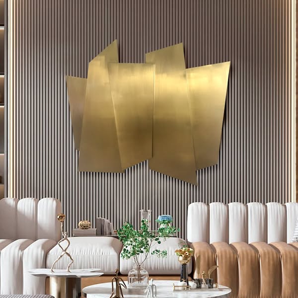 900mm Luxury Irregular Stainless Steel Wall Decor Geometric Art in Gold for Living Room