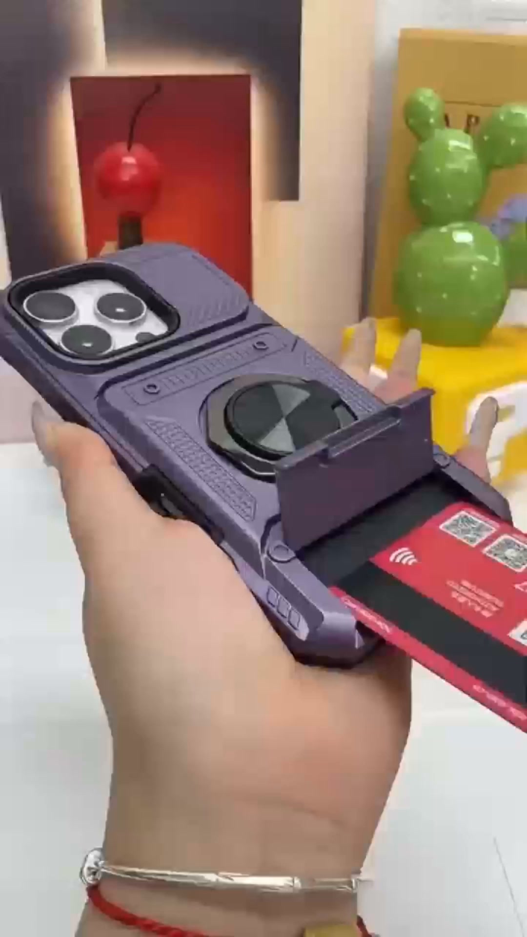 Shockproof iPhone Case With Card & Ring Holder