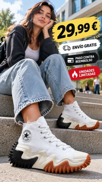Botas Altas Estilo Converse Suela Track — Blanco/Negro