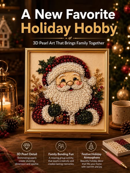 O criativo por trás: Frameless 3D Beaded Christmas Pearl Diamond Painting