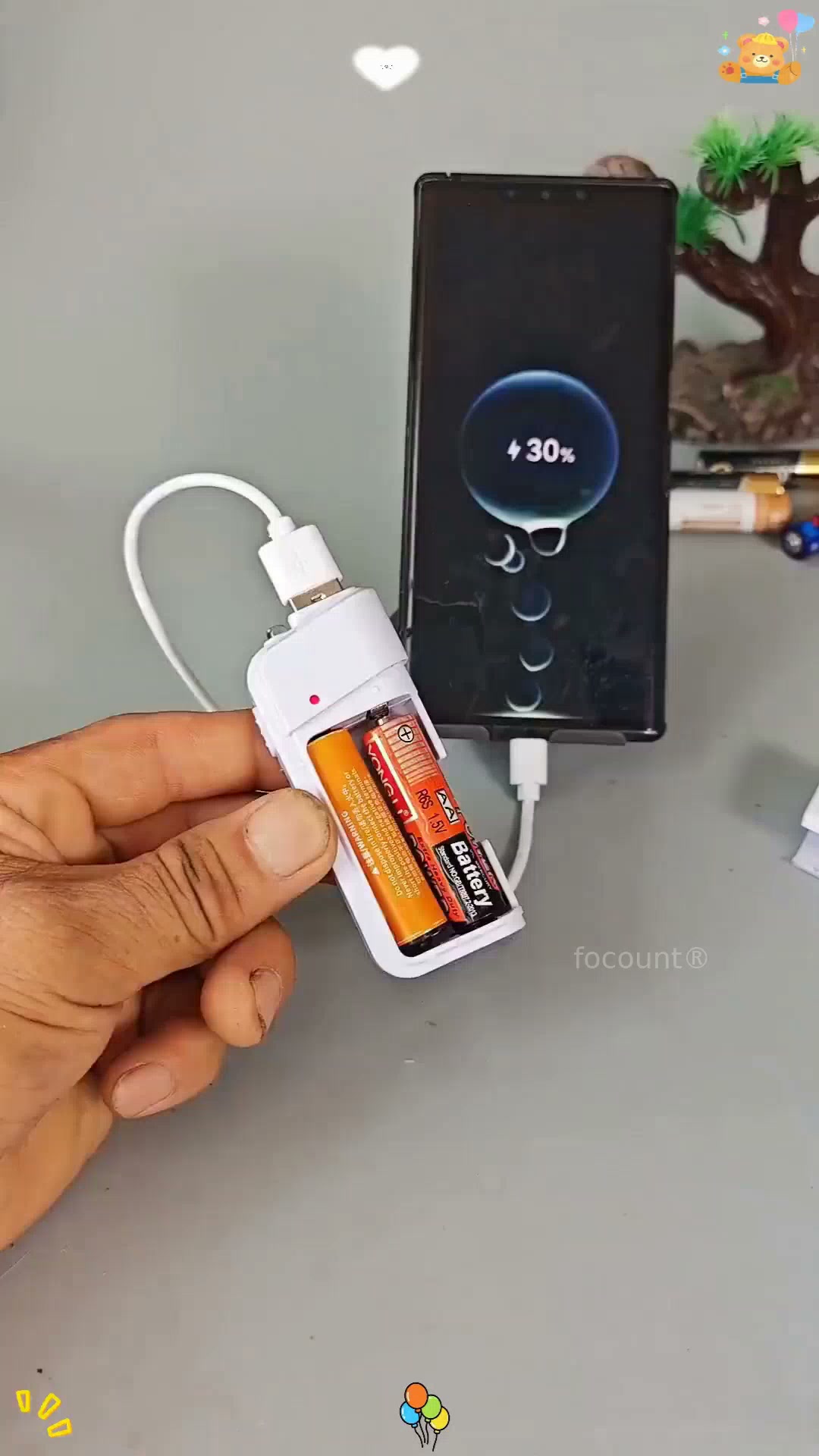 Portable Emergency Phone Charger AA Battery Powered Power Bank with LED Flashlight