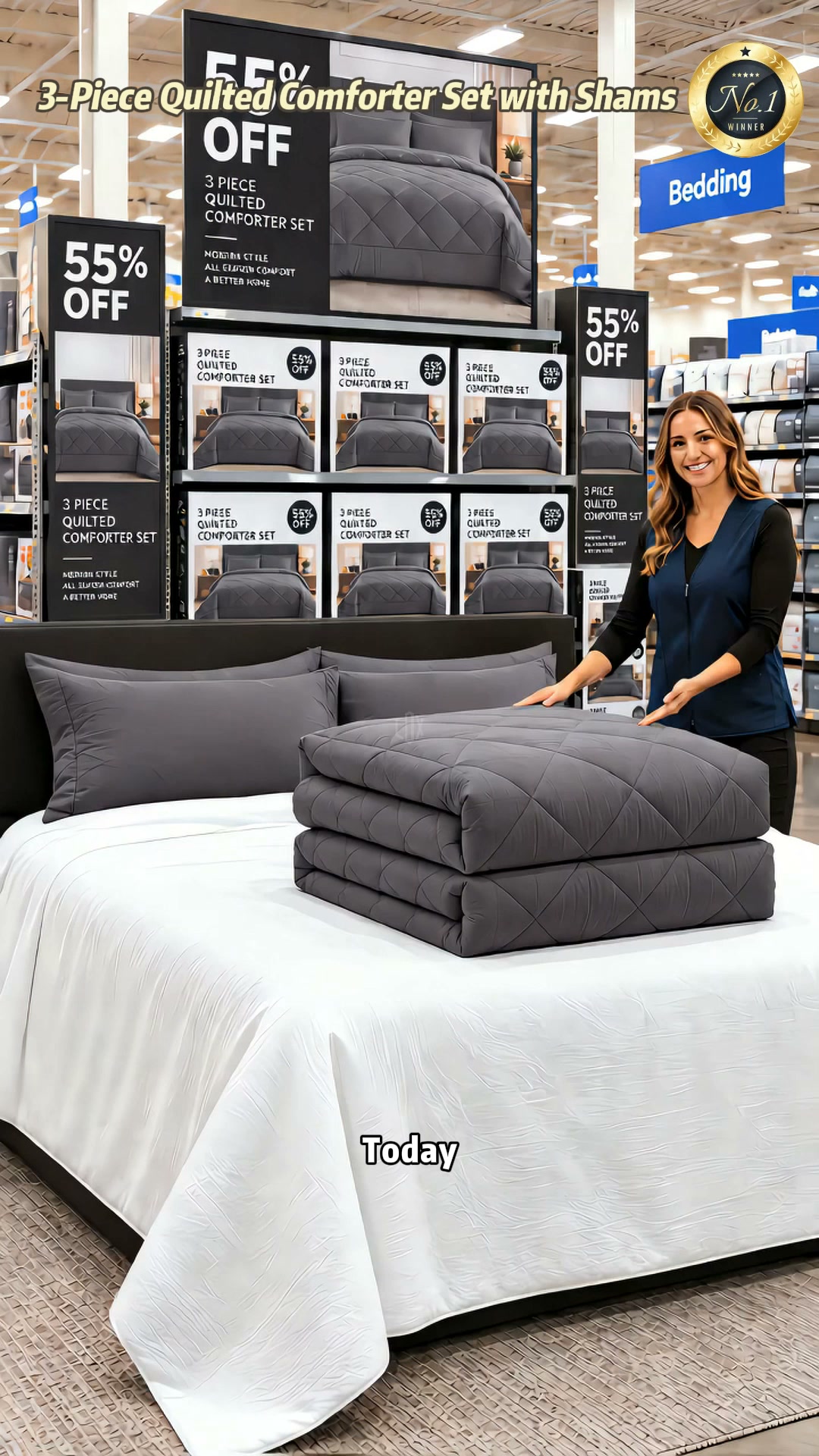 3-Piece Quilted Comforter Set with Shams
