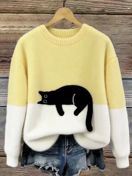 Minou - Suéter Polar de Algodón y Cachemira con Gato