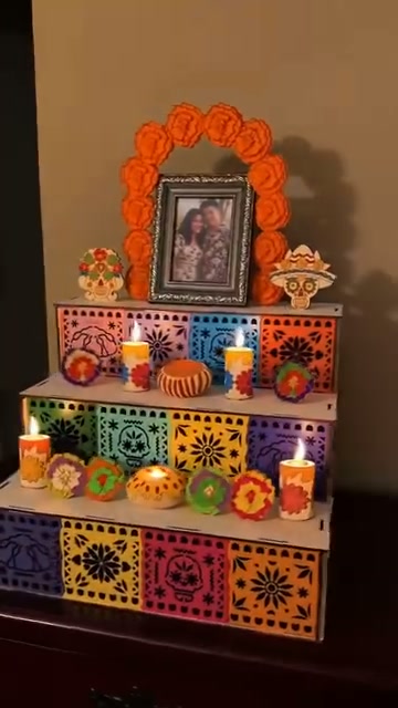 Conjunto de Altar de 3 Niveles para el Día de los Muertos｜Ofrenda de sobremesa para recordar y celebrar