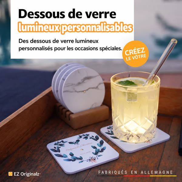 Dessous de verre lumineux – Fabriqués en Allemagne