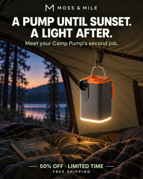 Pump + Camp Light. Now 50% Off.