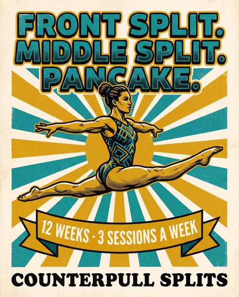 Front split. Middle split. Pancake.