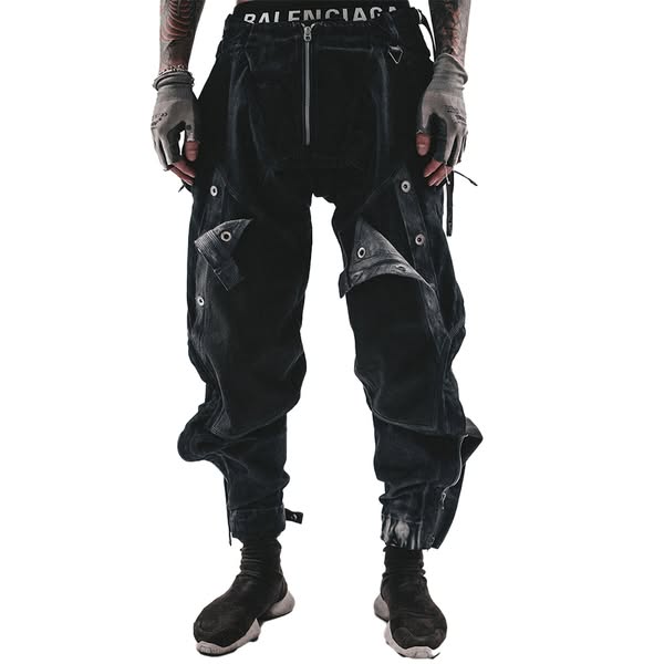 Dystopian Shadow-Wash Tactical Cargo Pants