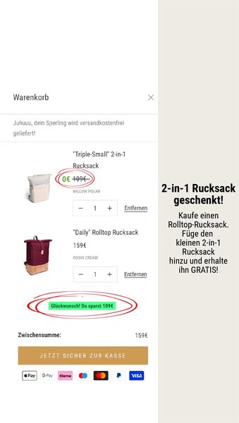 2in1-Rucksack geschenkt