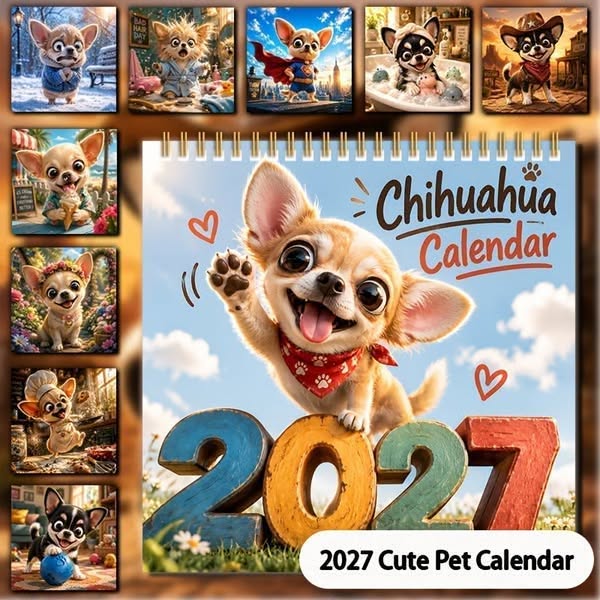 Christmas Sale Chihuahua 12 Month Wall Calendar